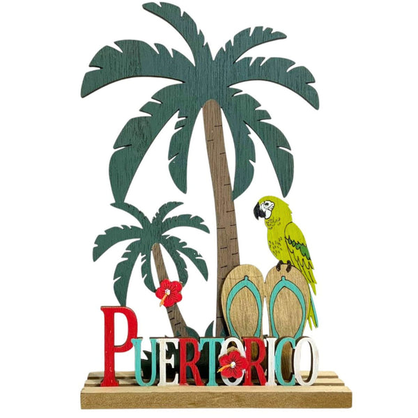 3D Wood Parrots/Palm Tree Figure