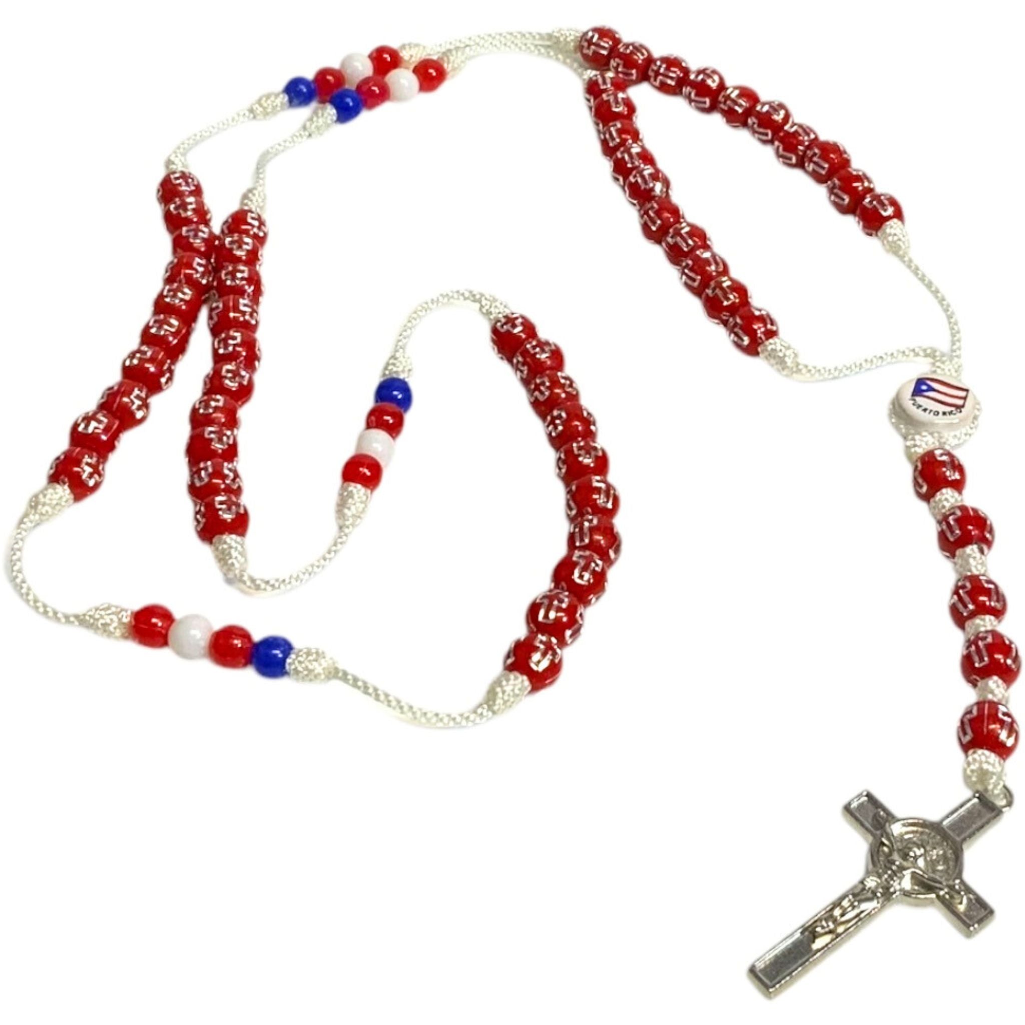 Catholic Rosary with Puerto Rico Flag