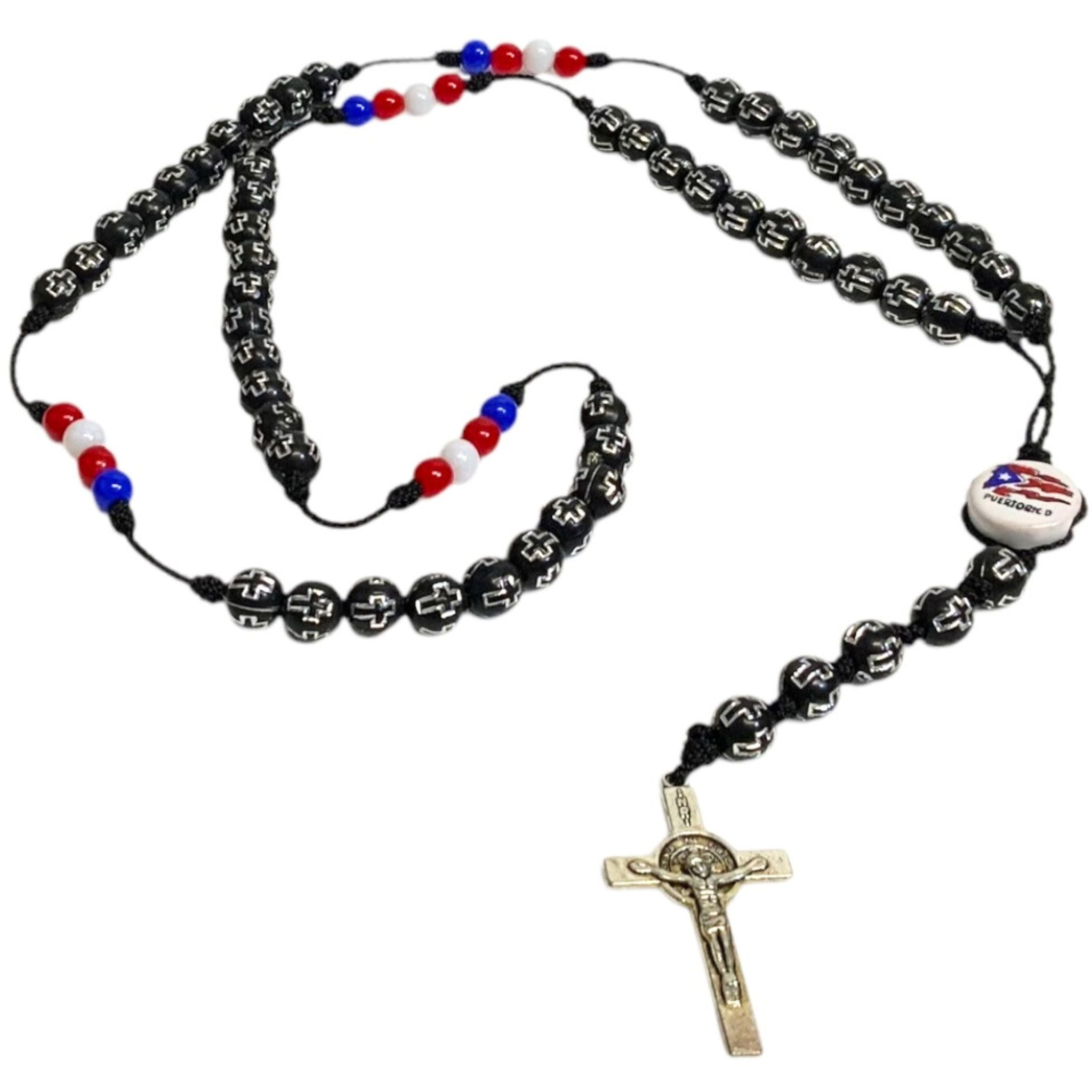 Catholic Rosary with Puerto Rico Flag