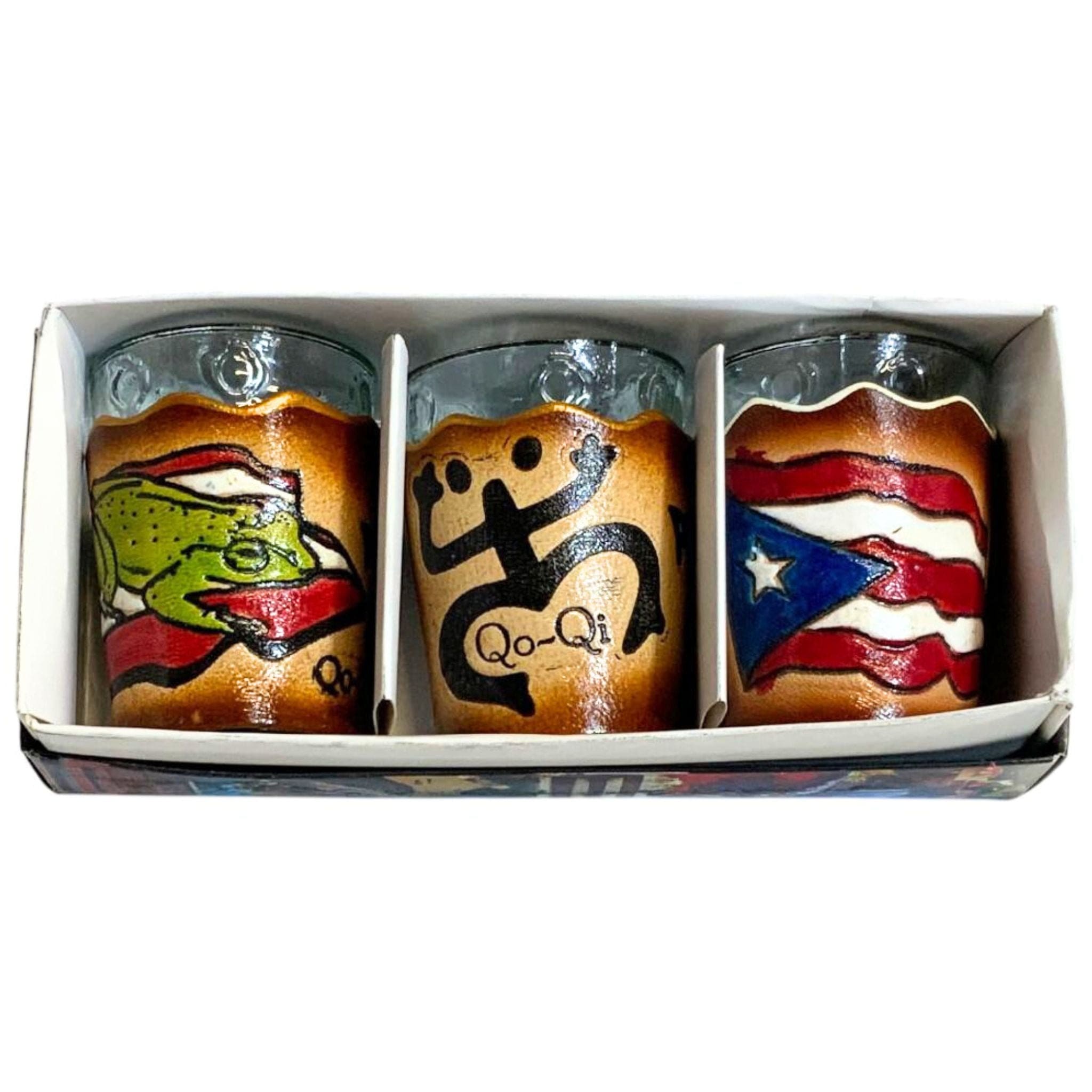 Shot Glasses Set in Leather (3 pc)