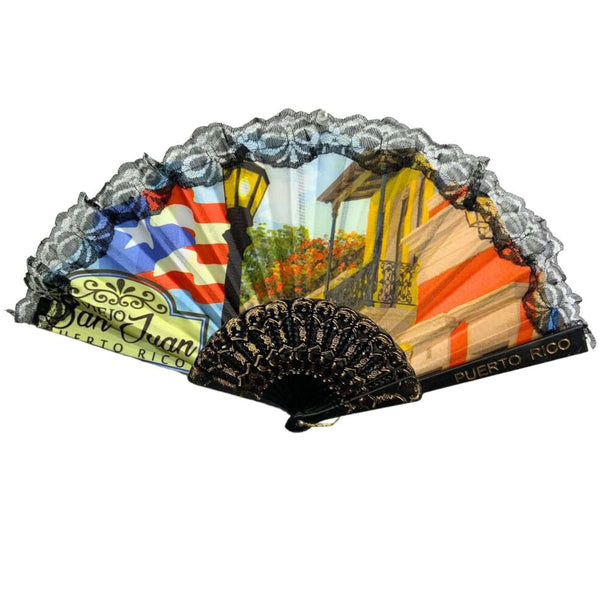 Embroidery Hand Fan Old San Juan - Latinxs Fuzion Gift Shop