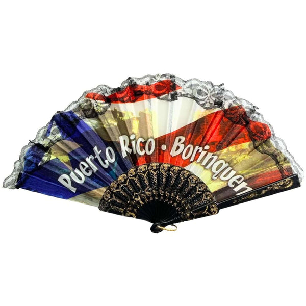 Embroidery Hand Fan PR Flag - Latinxs Fuzion Gift Shop