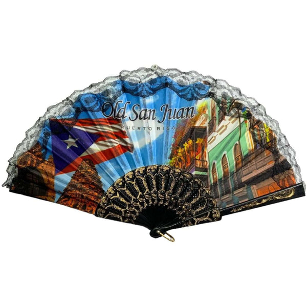 Embroidery Hand Fan PR Old San Juan - Latinxs Fuzion Gift Shop