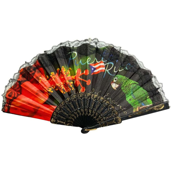 Embroidery Hand Fan PR Parrot - Latinxs Fuzion Gift Shop