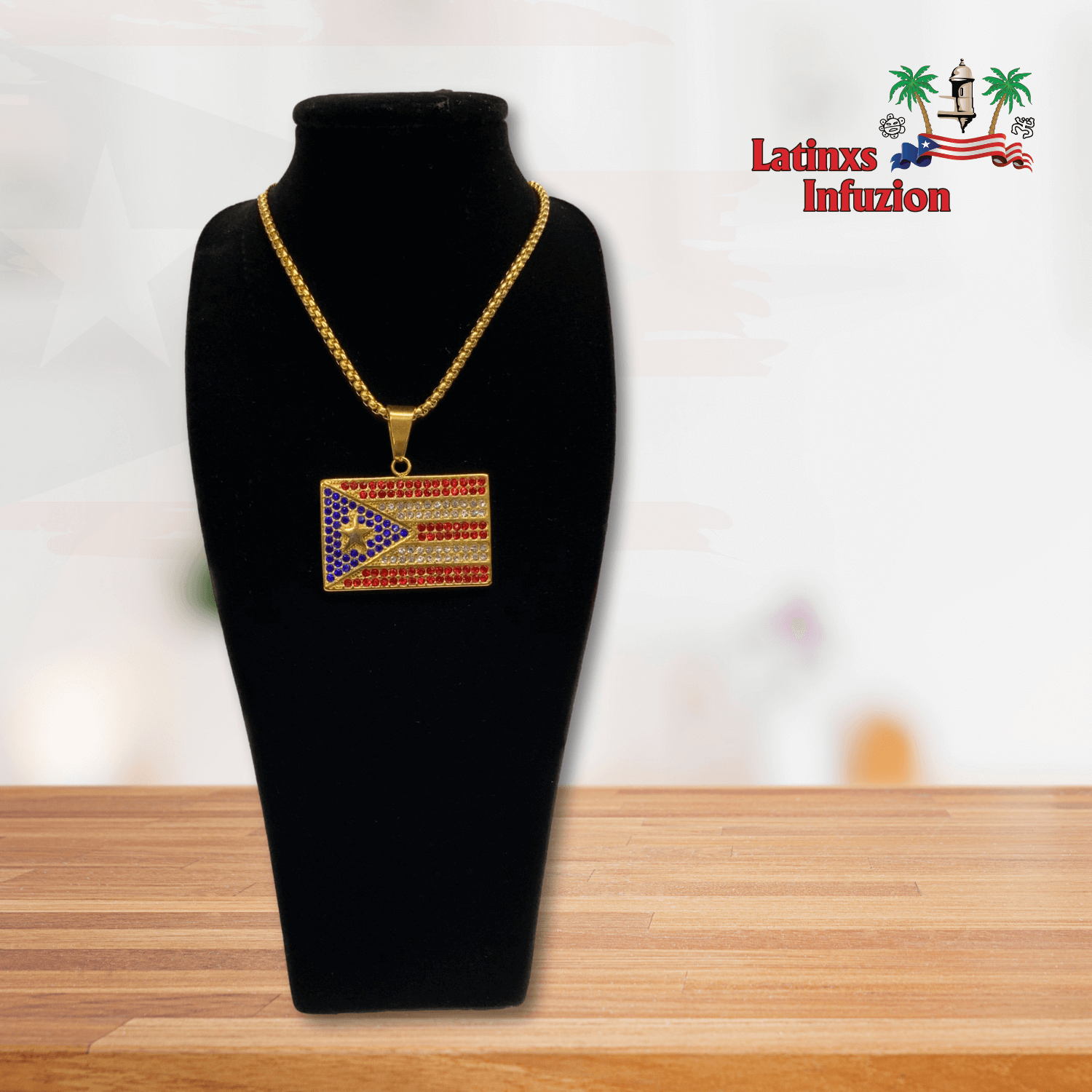 Gold PR Flag - Latinxs Fuzion Gift Shop - Latinxs Infuzion Gift Shop