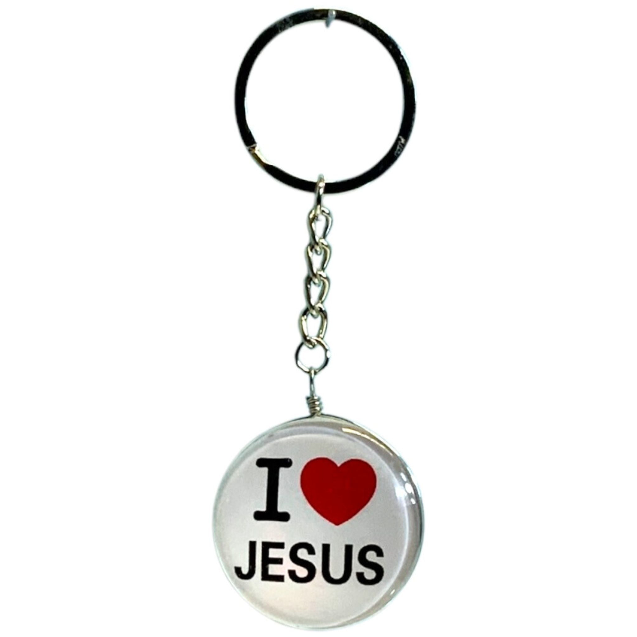 I Love Jesus Glass Key Chain