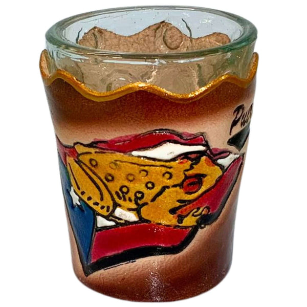 Leather Shot Glass Conga / Frog - Latinxs Fuzion Gift Shop