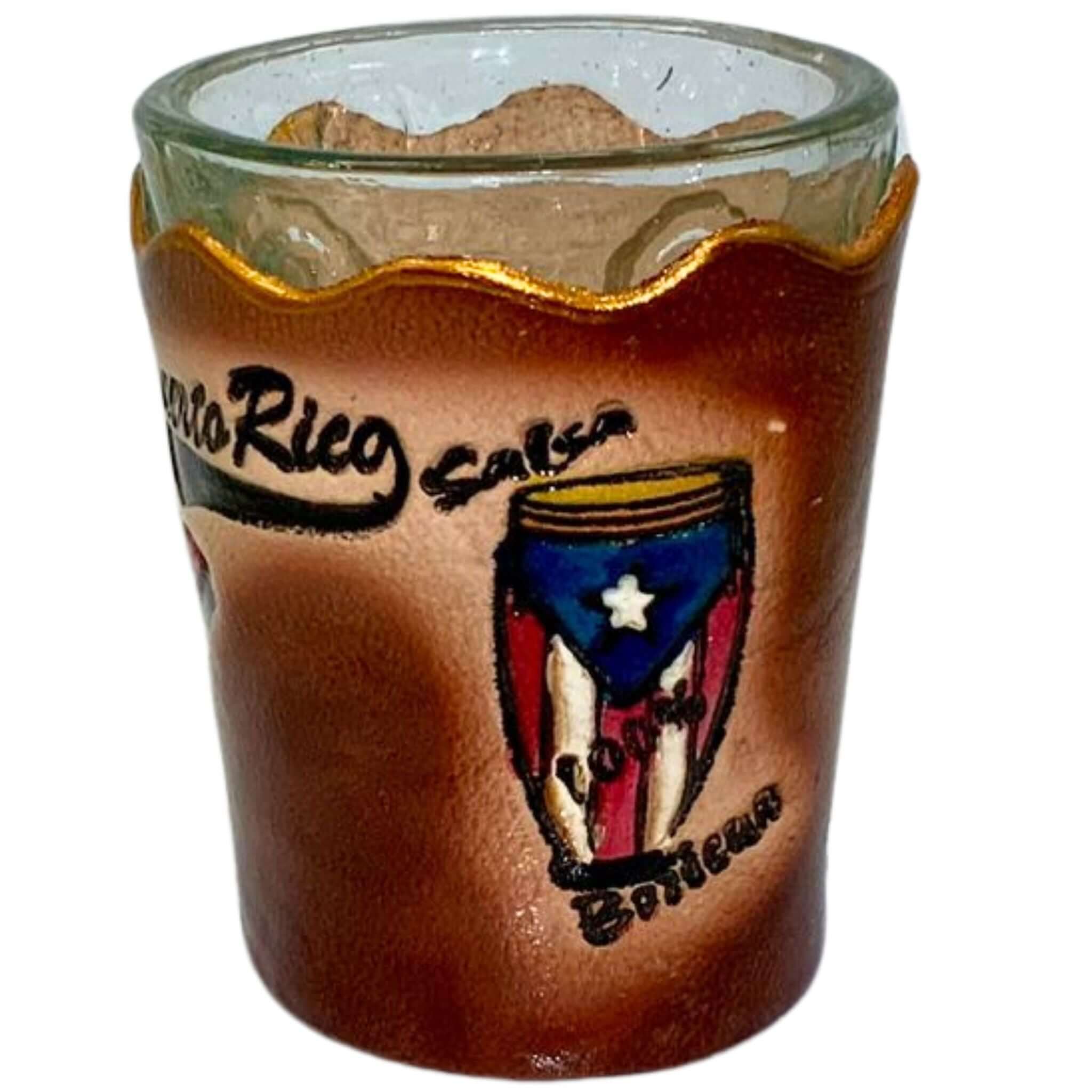 Leather Shot Glass Conga / Frog - Latinxs Fuzion Gift Shop