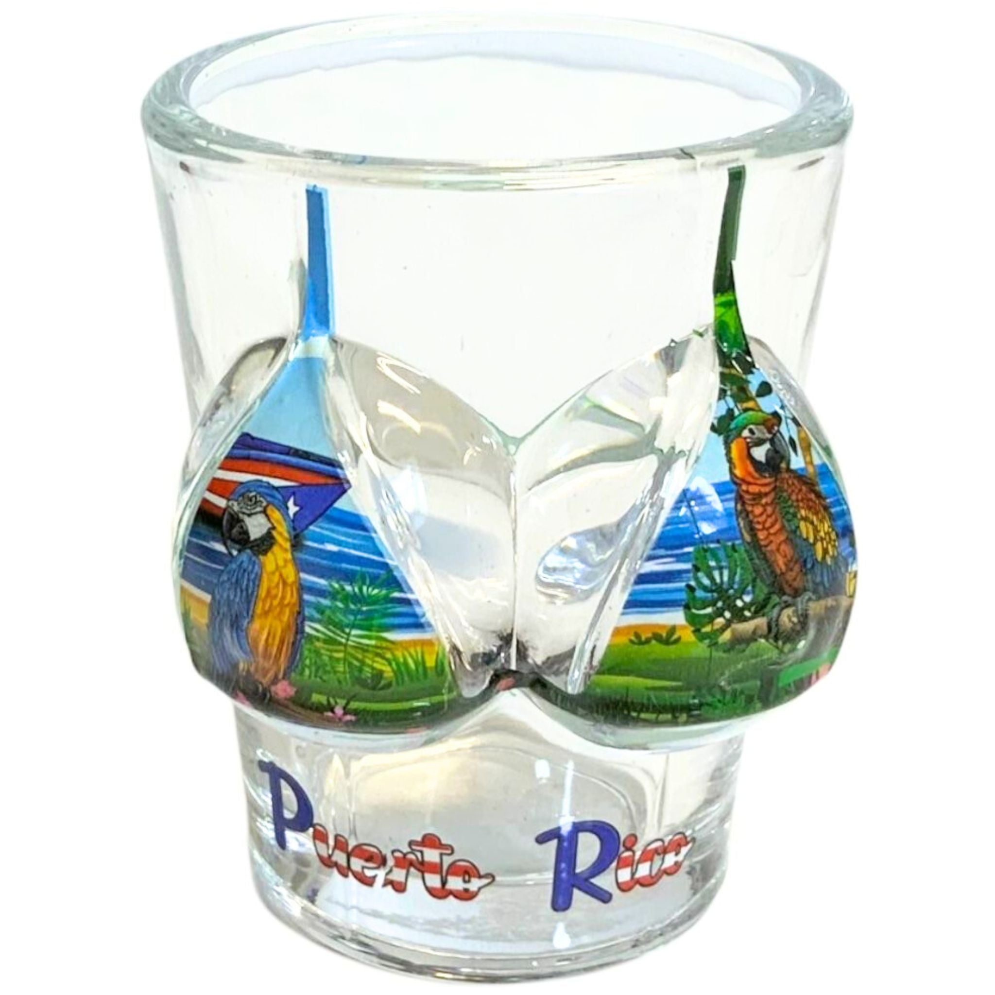 PR Bikini Parrots Shot Glass