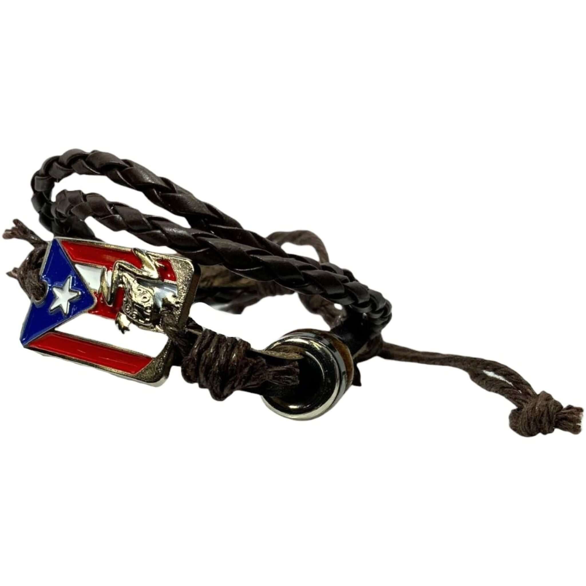 PR Coqui Leather Flag Bracelet - Latinxs Fuzion Gift Shop