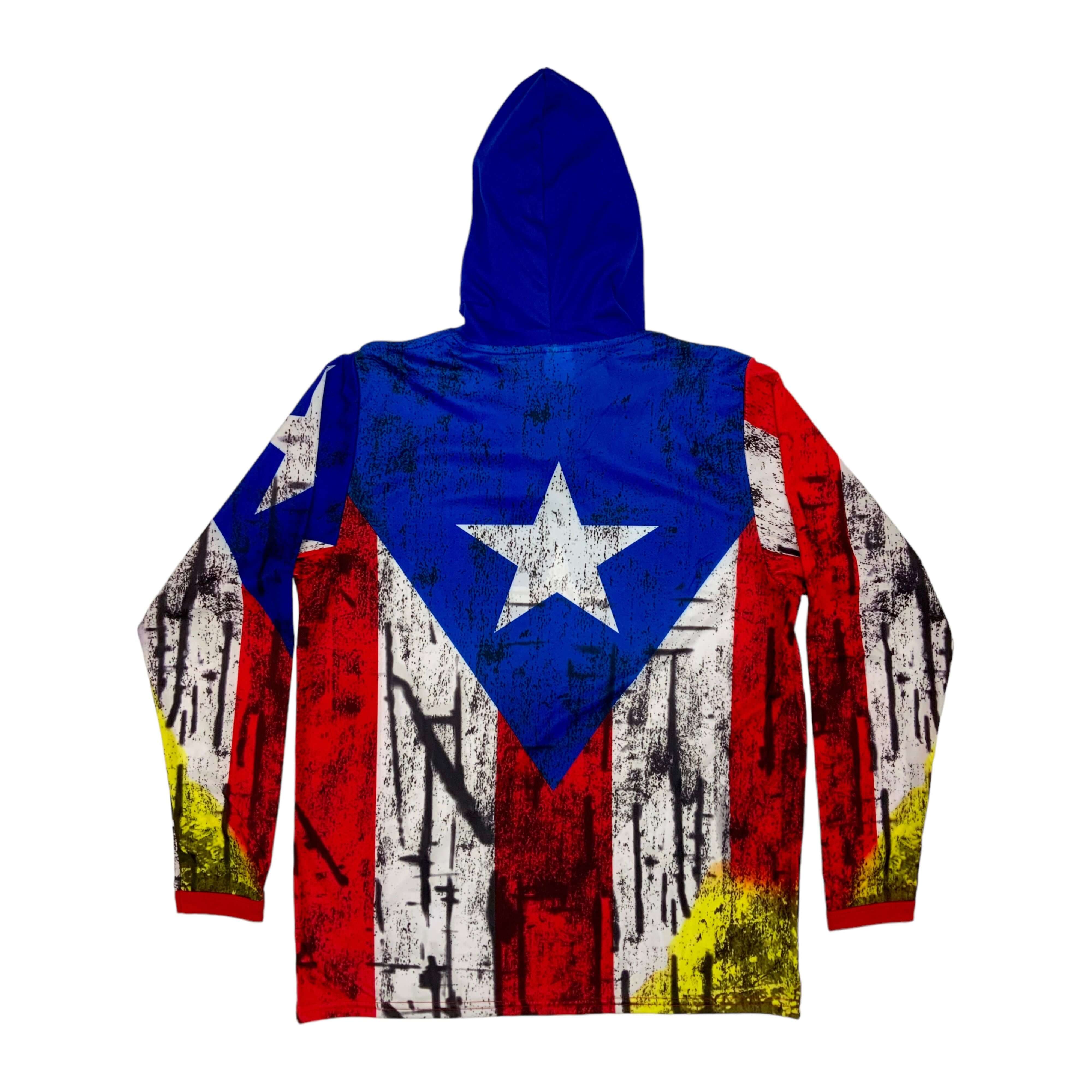 PR Flag Long Sleeve Hoodie - Latinxs Fuzion Gift Shop - Latinxs Infuzion Gift Shop