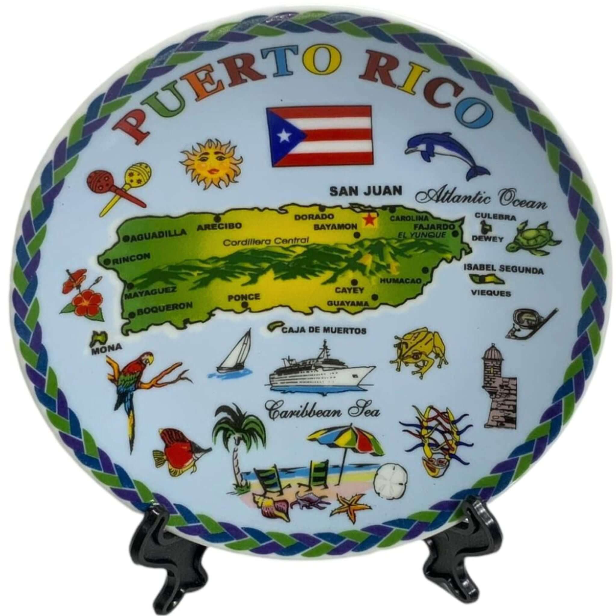 PR Island Plate With Stand - Latinxs Fuzion Gift Shop