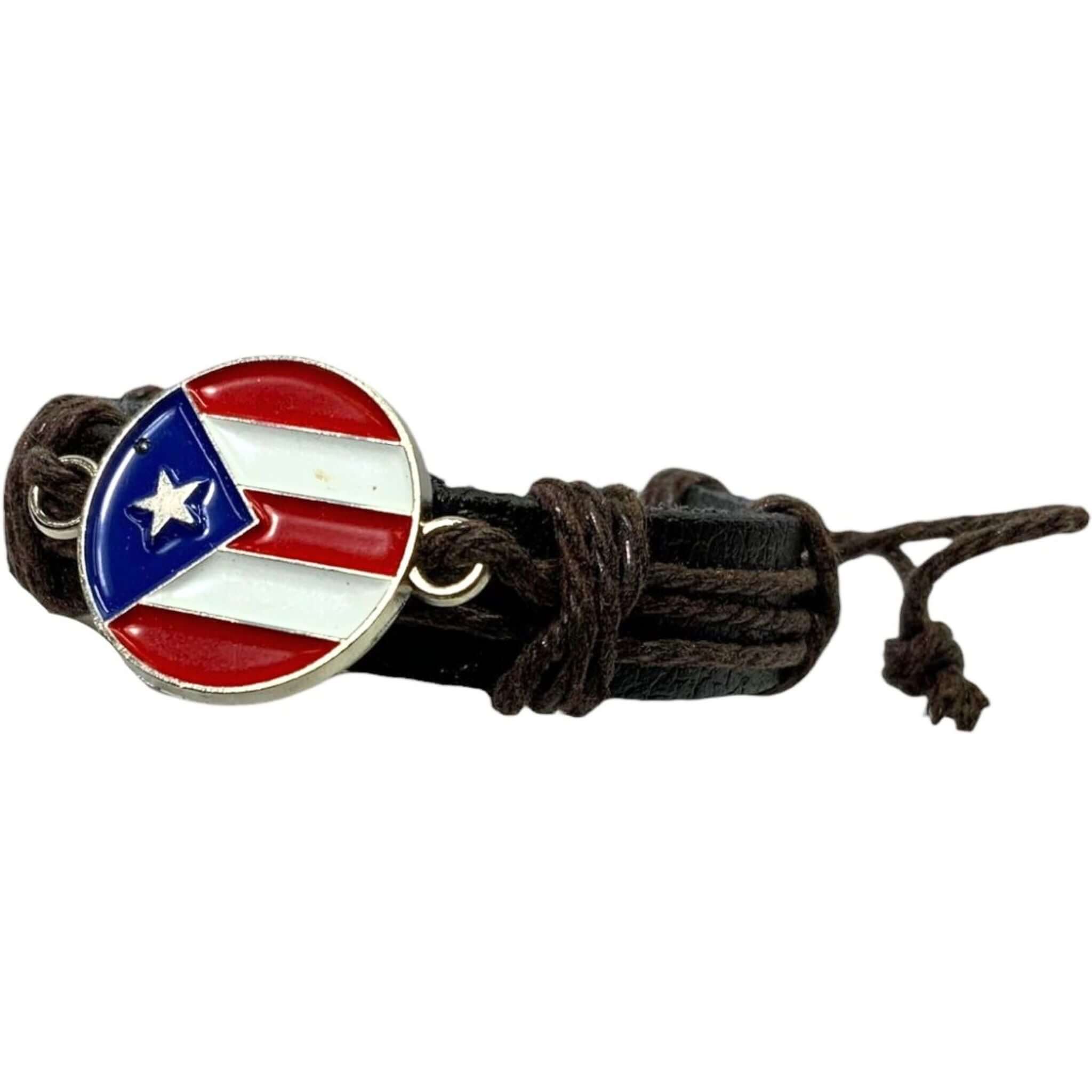 PR Round Leather Flag Bracelet - Latinxs Fuzion Gift Shop