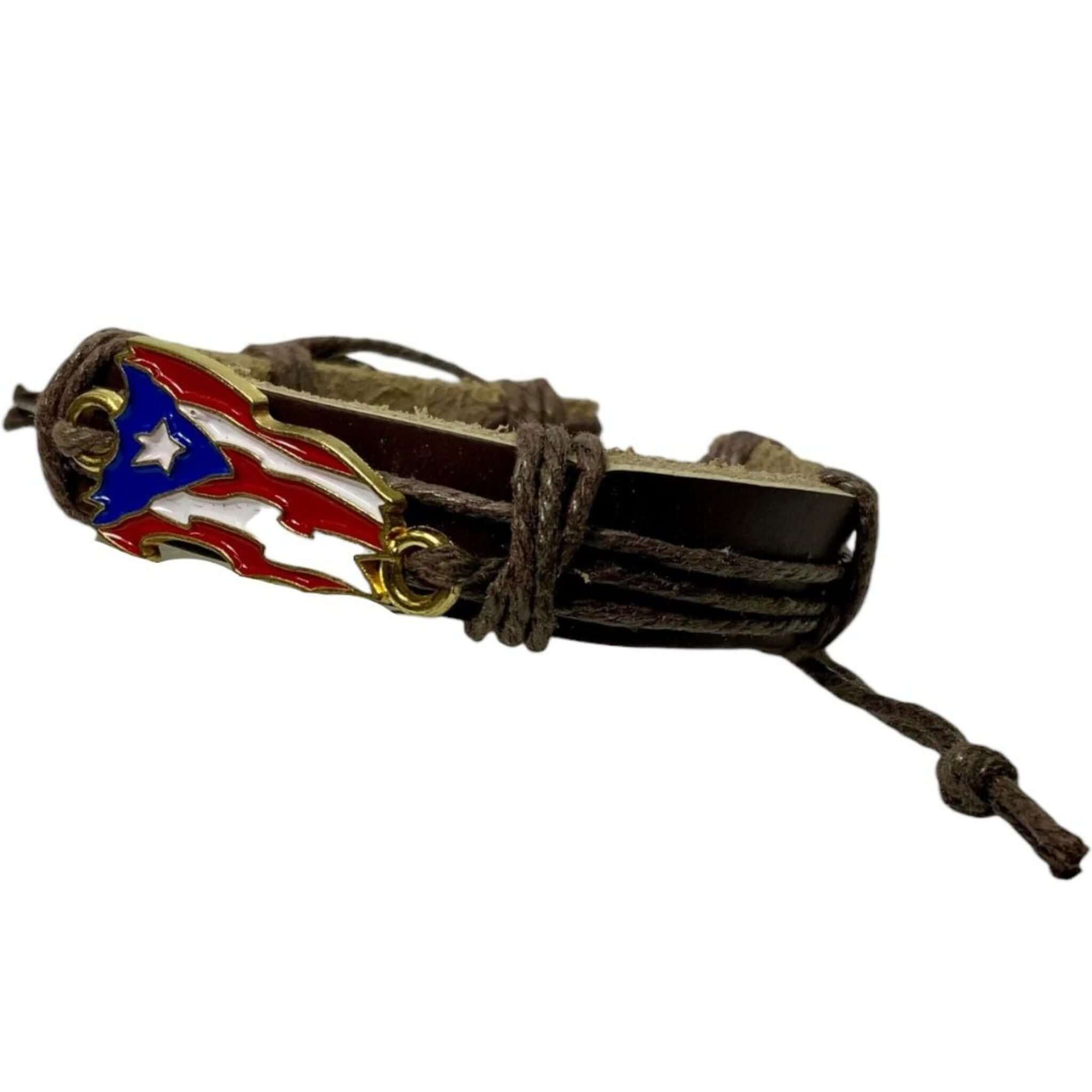 PR Waiving Leather Flag Bracelet - Latinxs Fuzion Gift Shop