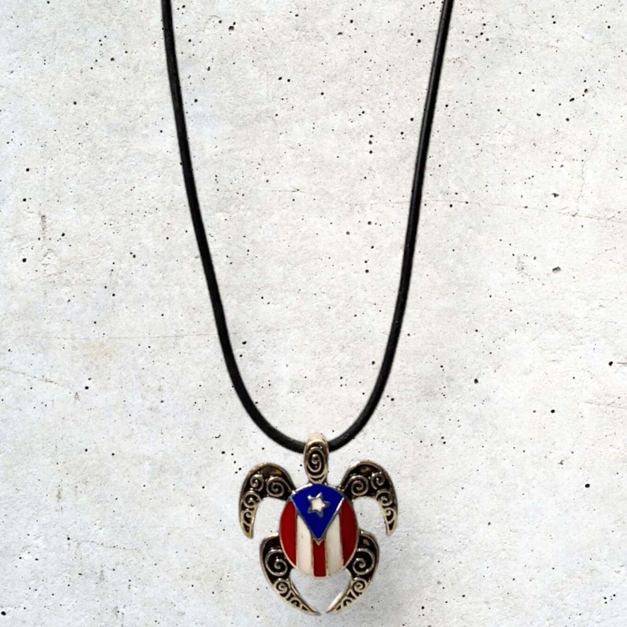 Pr Blue Turtle PR Flag Turtle Necklace - Latinxs Infuzion Gift Shop