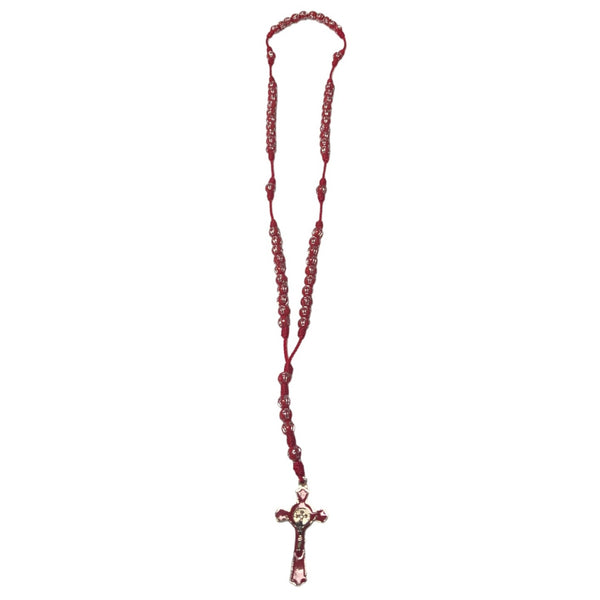 Red/Silver Cross Rosary - Latinxs Fuzion Gift Shop - Latinxs Infuzion Gift Shop