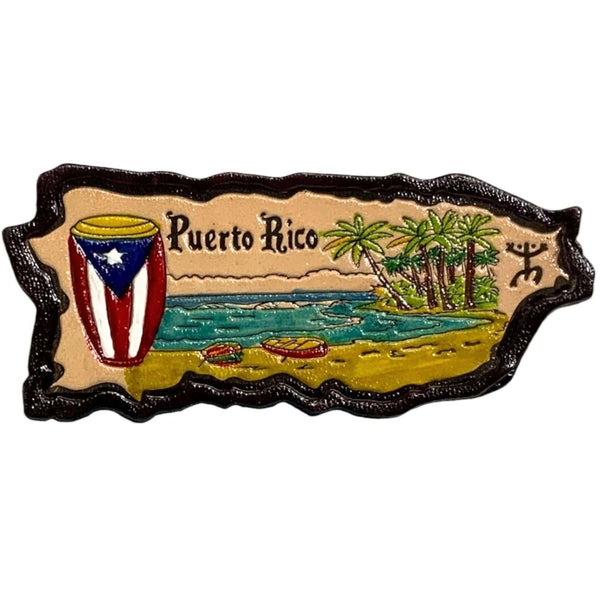 Puerto Rico Beach / Conga Leather Magnet