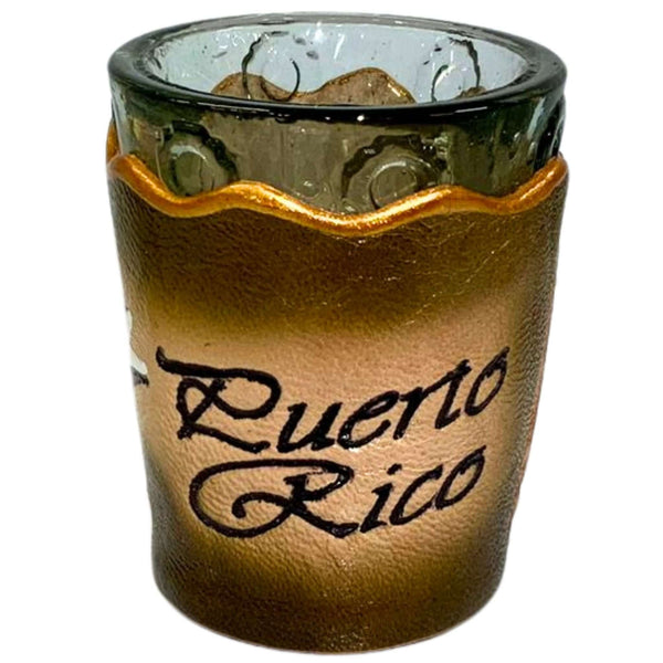 Puerto Rico Flag Leather Shot Glass - Latinxs Fuzion Gift Shop