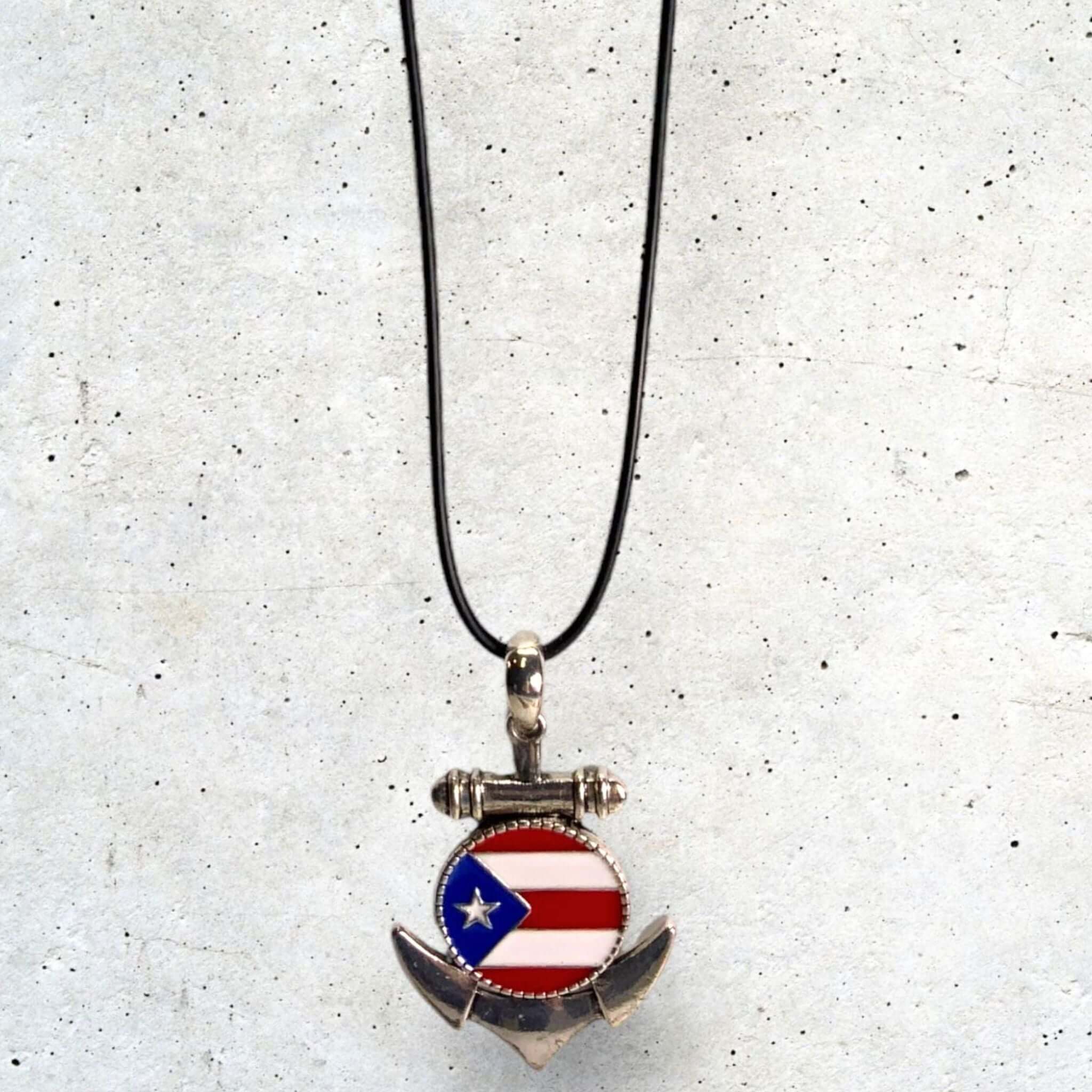 Puerto Rico Flag Necklace Anchor - Latinxs Fuzion Gift Shop