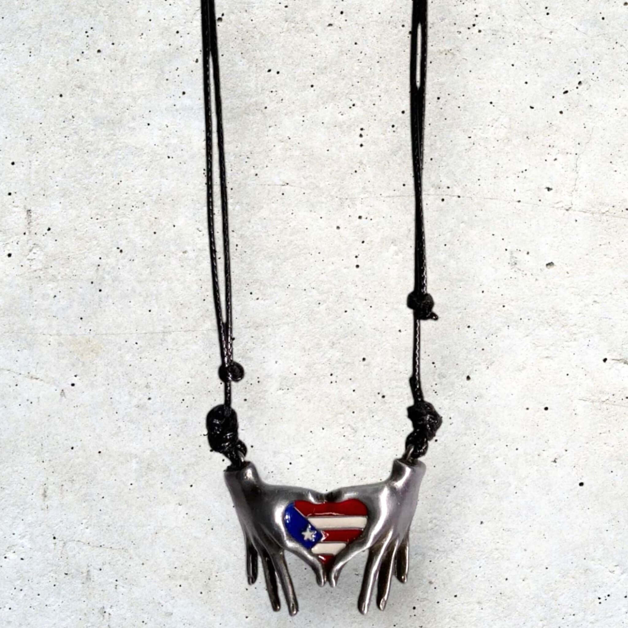 Puerto Rico Flag Necklace Hands - Latinxs Fuzion Gift Shop