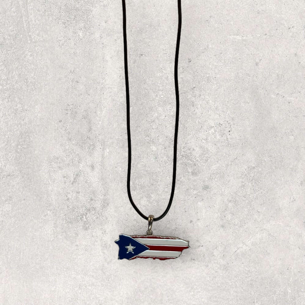 Puerto Rico Flag Necklace Map - Latinxs Fuzion Gift Shop