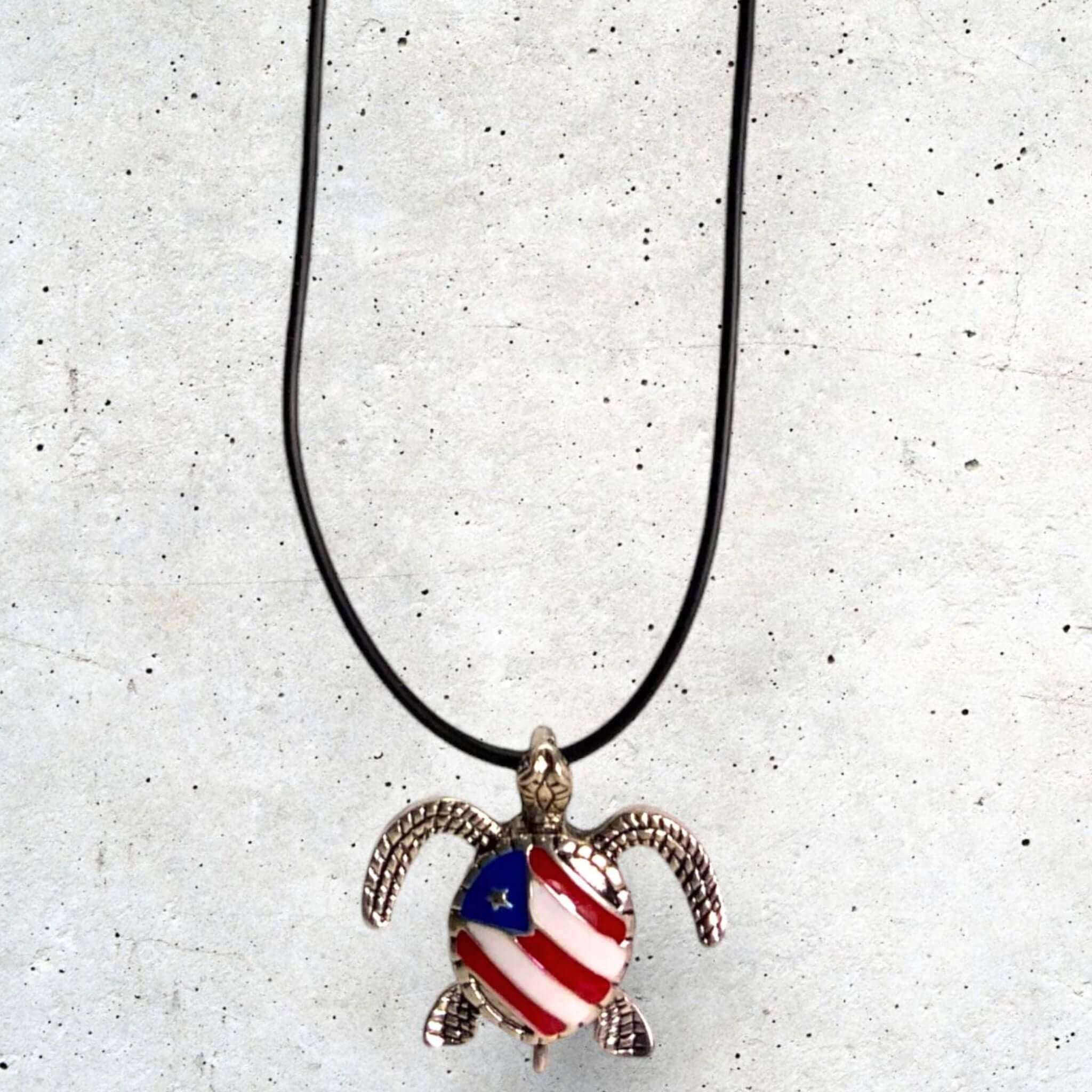 Puerto Rico Flag Necklace Turtle - Latinxs Fuzion Gift Shop