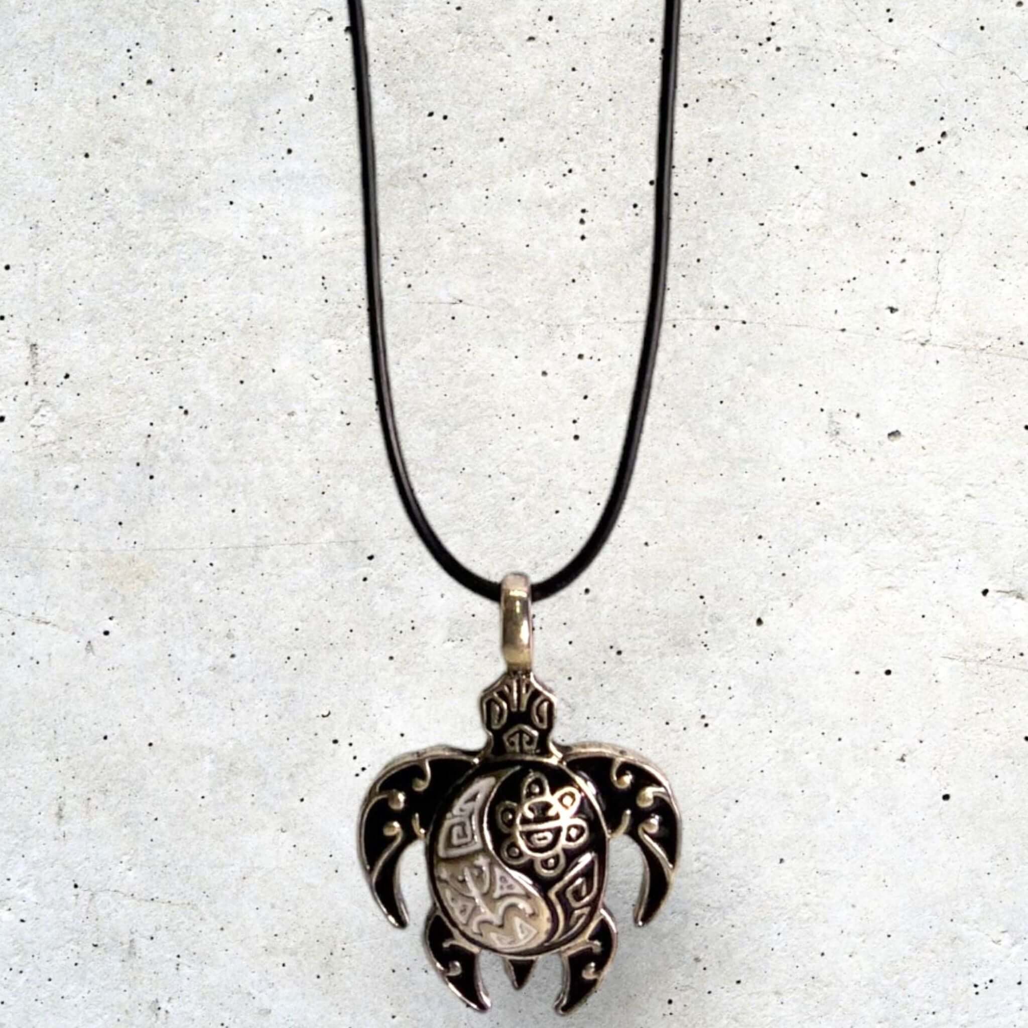 Puerto Rico Necklace Silver and Black Turtle - Latinxs Fuzion Gift Shop