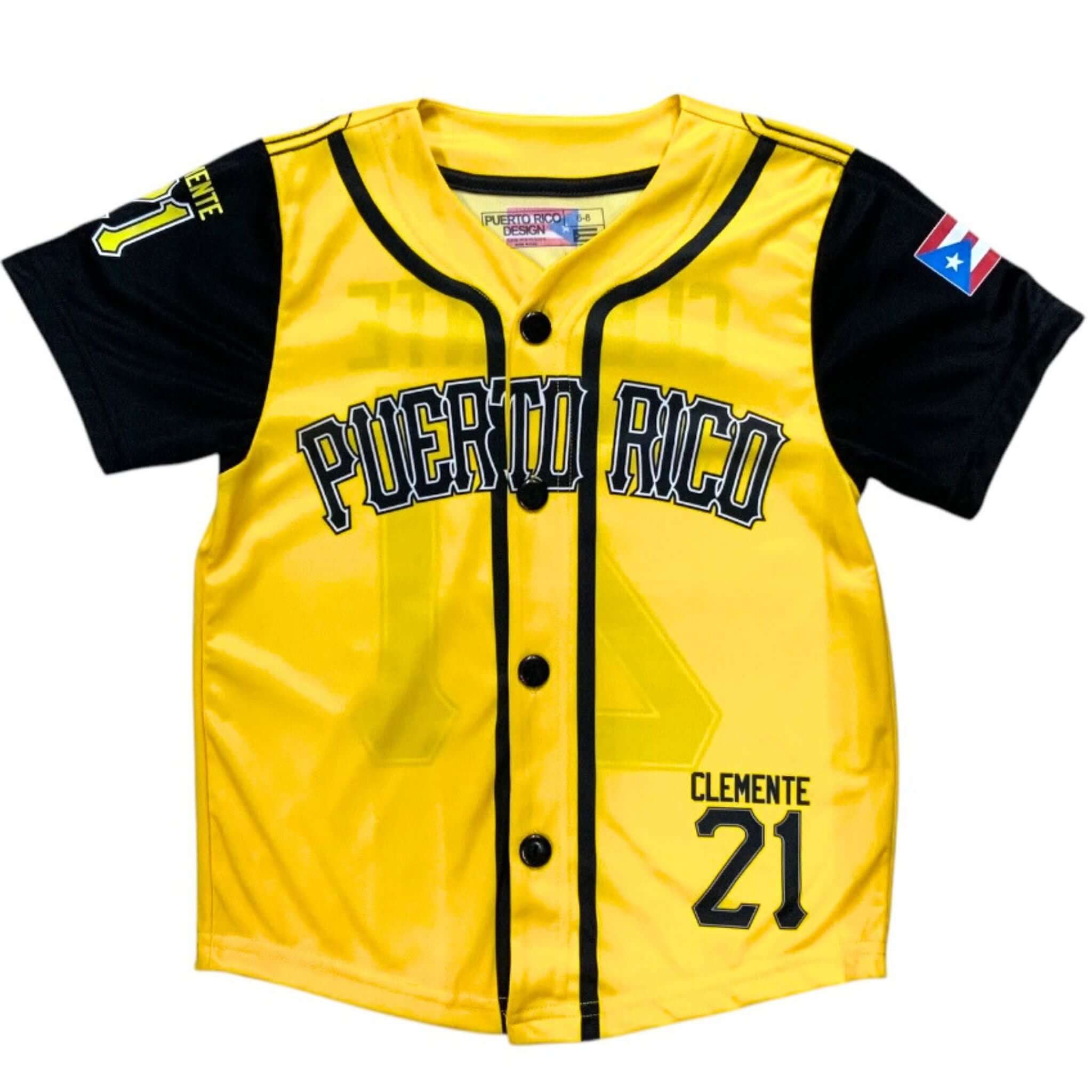 Roberto Clemente #21 Yellow Kids Jersey