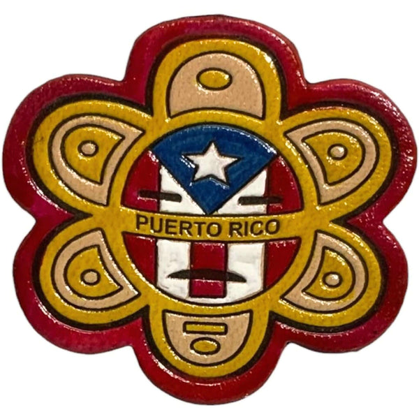 Sol Taíno Leather Magnet (Red)