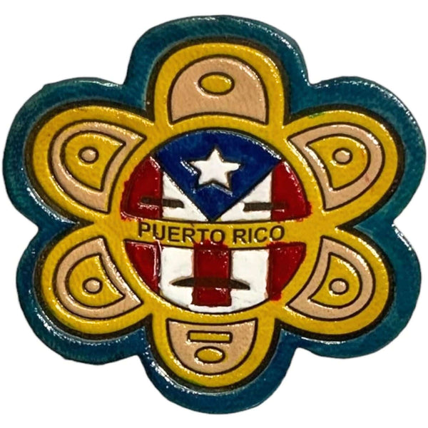 Sol Taíno Leather Magnet (green)