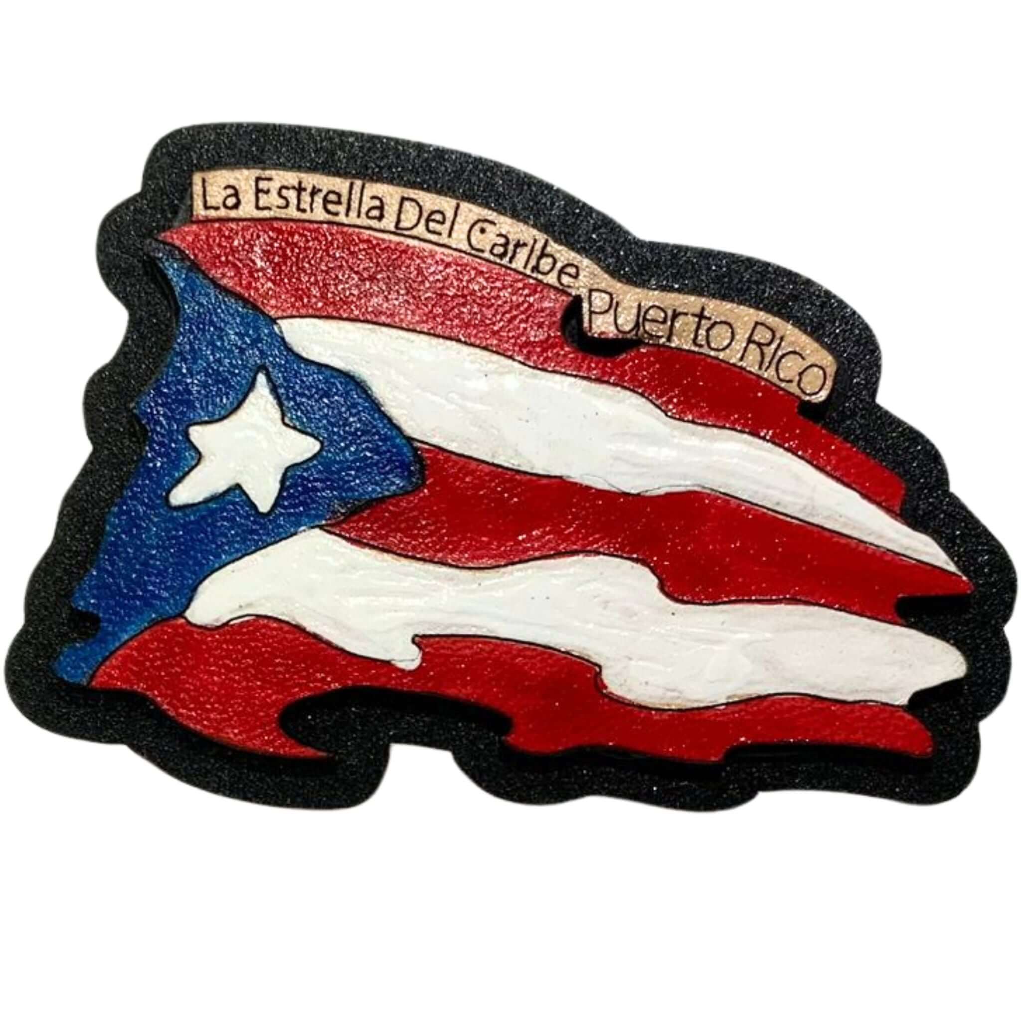 Puerto Rico Flag Leather Magnet